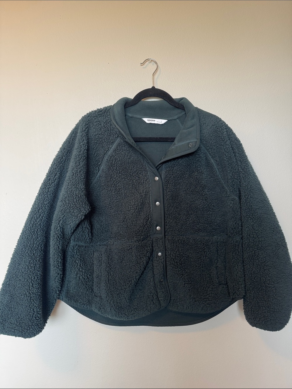 Sonoma Green Teddy Sherpa Snap Jacket